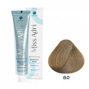 8.0 Безаммиачная крем-краска для волос ADRICOCO Miss Adr Brazilian Elixir светлый блонд 100 мл